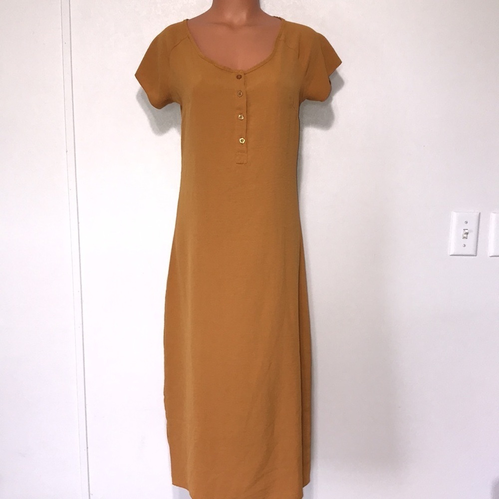 Kikisix Henley Shirt Dress Marigold Size Small